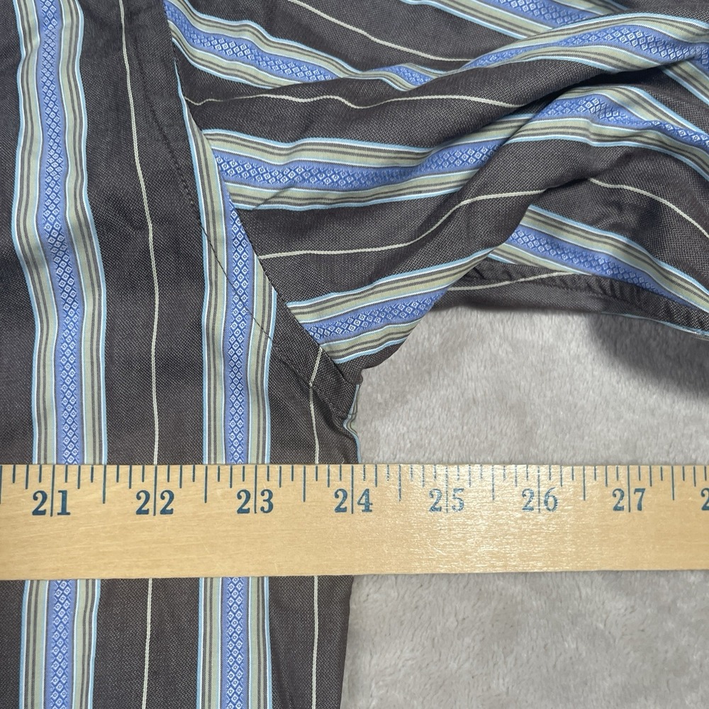 Robert Graham Flip Cuff‎ Button Up Long Sleeve Shirt Men's 16.5 42 Blue Striped - Picture 5 of 6